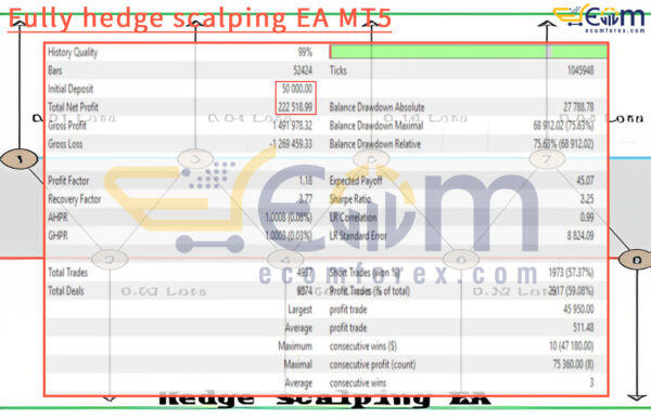 Fully hedge scalping EA MT5 Backtests