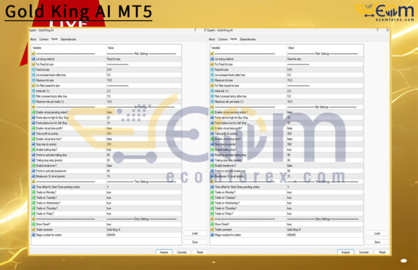 Gold King AI MT5 Input