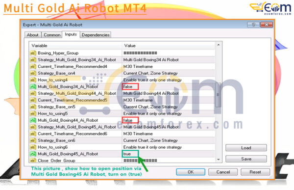 Multi Gold Ai Robot MT4 Input