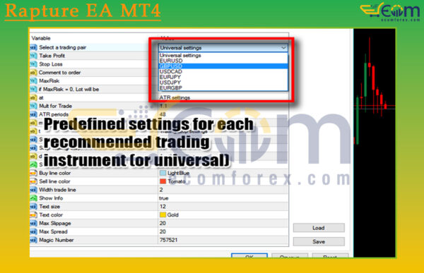 Rapture EA MT4 Input