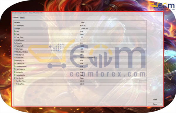 Shadow Legends MT5 Input
