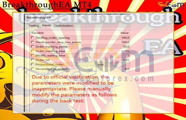 BreakthroughEA MT4 Input