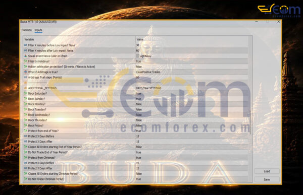 Buda MT5 EA Input