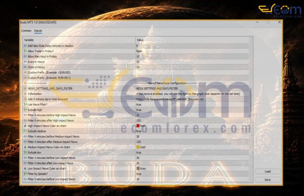 Buda MT5 EA Inputs