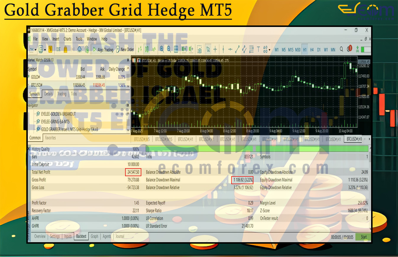 Gold Grabber Grid Hedge MT5 Backtest