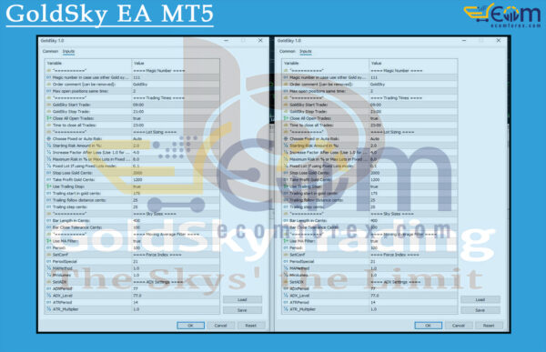 GoldSky EA MT5 Input
