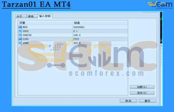 Tarzan01 EA MT4 Input