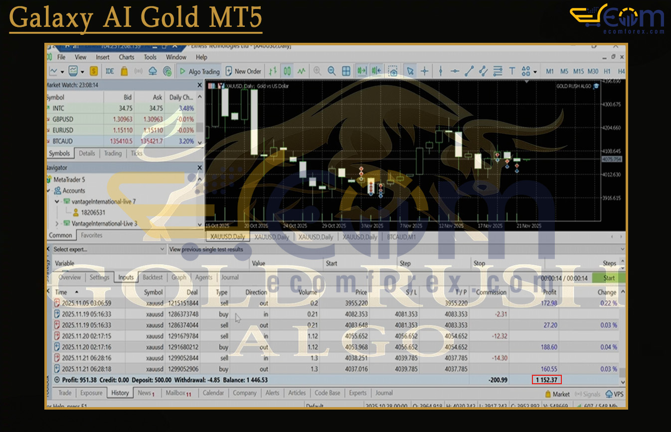 Gold Rush Algo EA MT5 Backtest