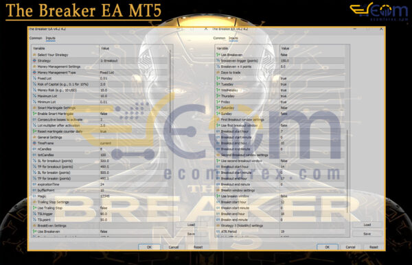 The Breaker EA MT5 Input