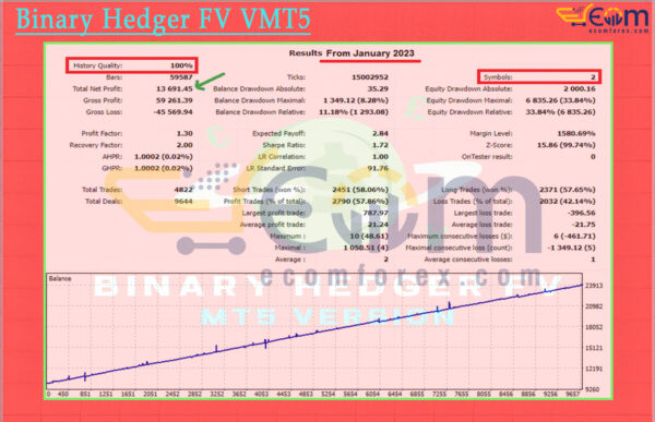 Binary Hedger FV VMT5 Backtest