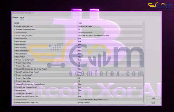 Bitcoin Xor AI EA Inputs