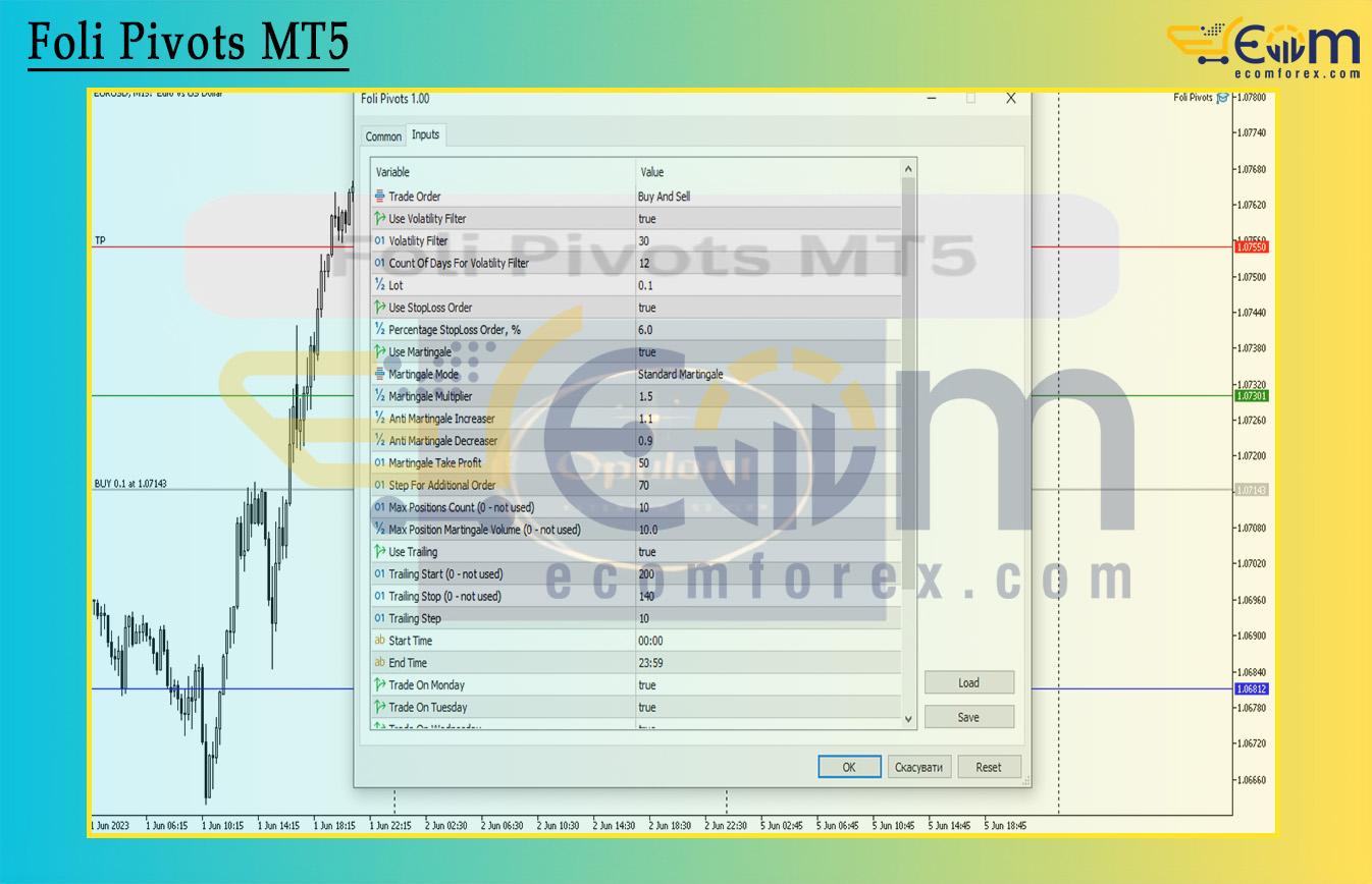 Foli Pivots MT5 Input