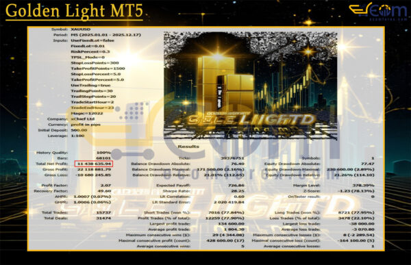 Golden Light MT5 Backtest