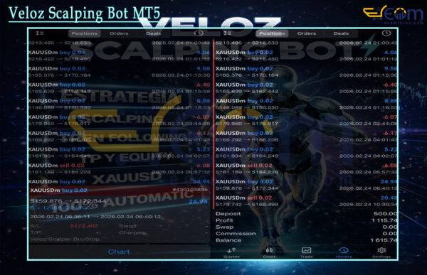Veloz Scalping Bot MT5 Live Result