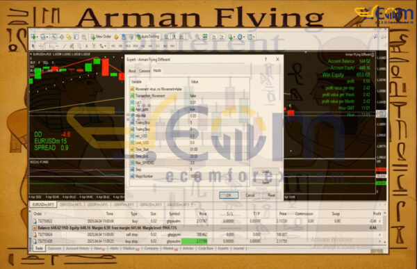 Arman Flying Different EA MT4 Input