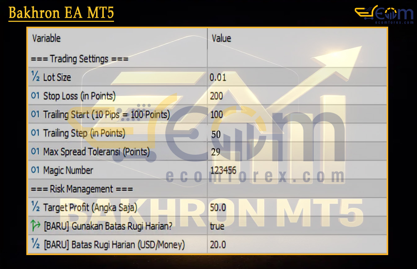 Bakhron EA MT5 Input