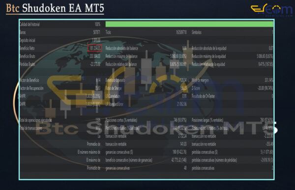 Btc Shudoken EA MT5 Backtest