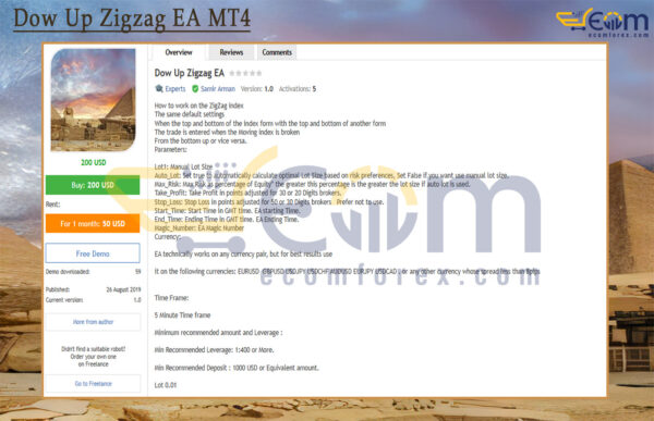 Dow Up Zigzag EA MT4 Reviews