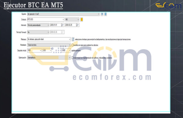 Ejecutor BTC EA MT5 Setting