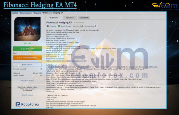 Fibonacci Hedging EA MT4 Reviews