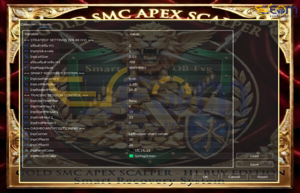 Gold Smc Apex Scalping MT5 Input