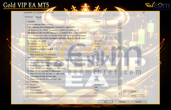 Gold VIP EA MT5 Input