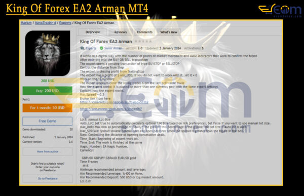 King Of Forex EA2 Arman MT4 Reviews