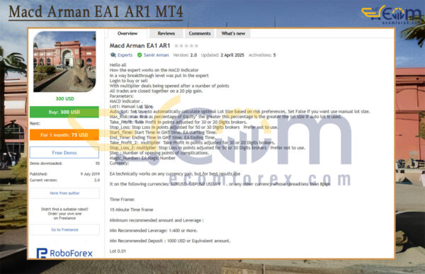Macd Arman EA1 AR1 MT4 Reviews