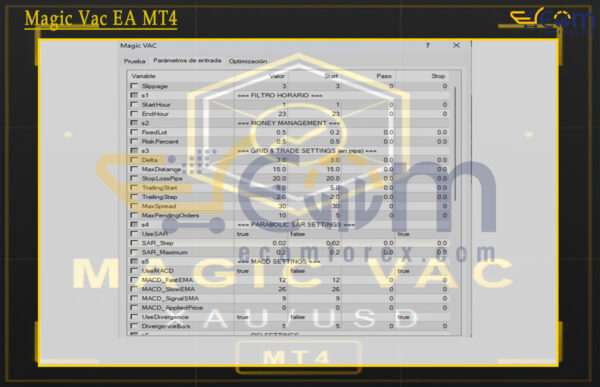Magic Vac EA MT4 Input