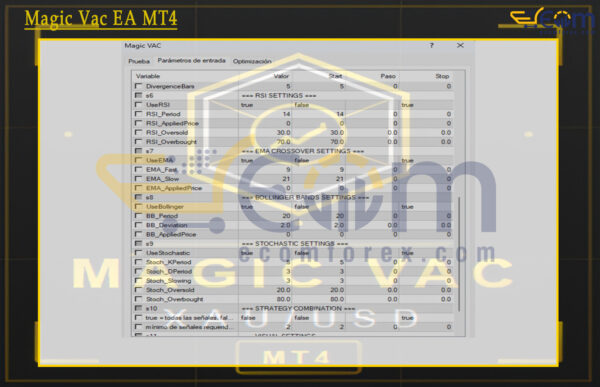 Magic Vac EA MT4 Inputs
