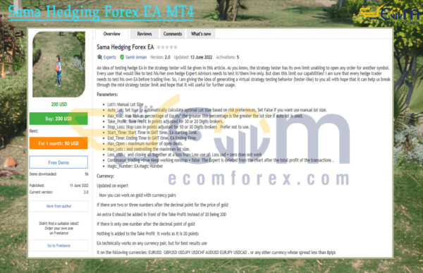 Sama Hedging Forex EA MT4 Reviews