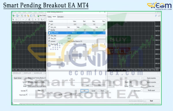 Smart Pending Breakout EA MT4 Input