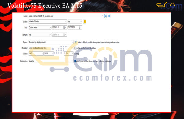 Volatility75 Ejecutive EA MT5 Setting