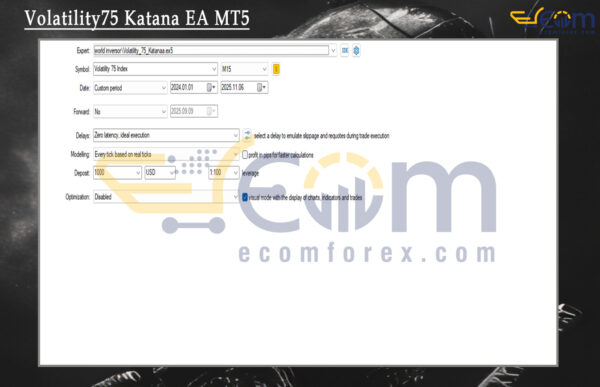 Volatility75 Katana EA MT5 Setting