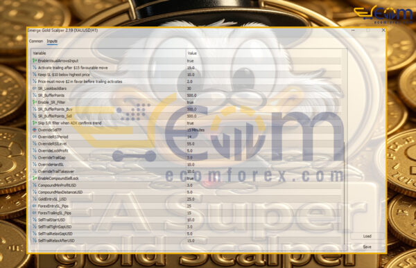 Emerge Gold Scalper EA MT5 Inputs