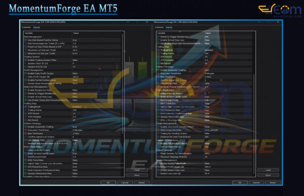 MomentumForge EA MT5 Input