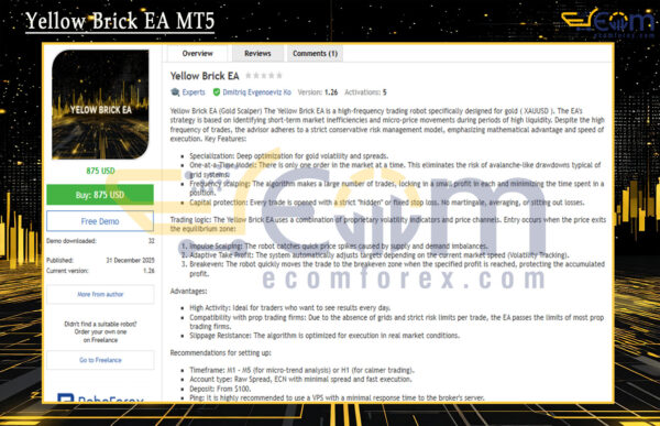 Yellow Brick EA MT5 Review