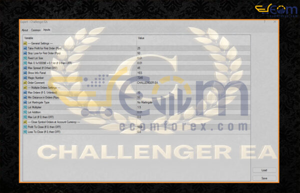 Challenger EA MT4 Input