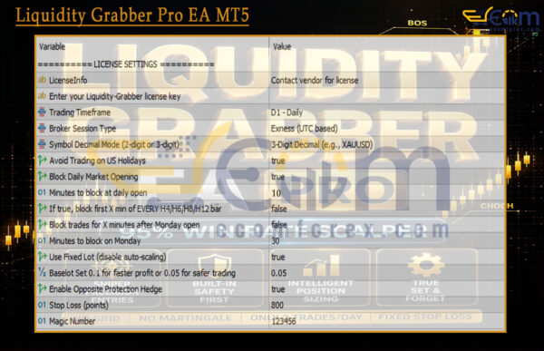 Liquidity Grabber Pro EA MT5 Input