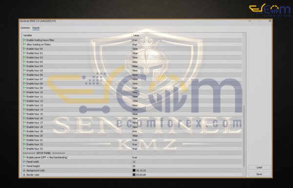 Sentinel KMZ EA MT5 Inputs
