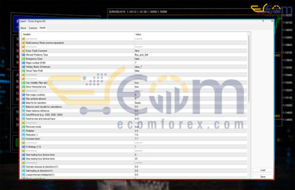 Forex Engine EA MT4 Input