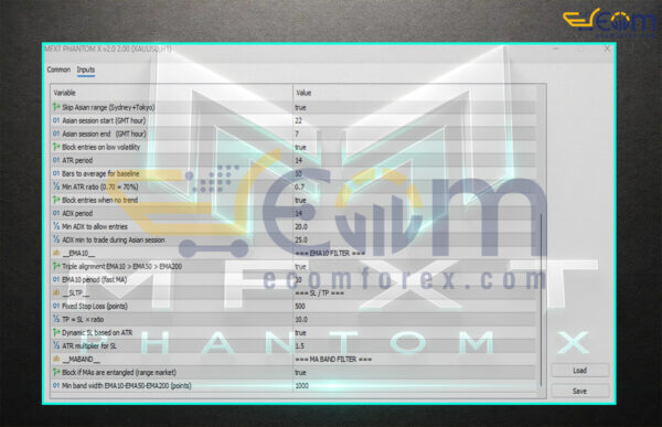 MFXT PHANTOM X MT5 Inputs