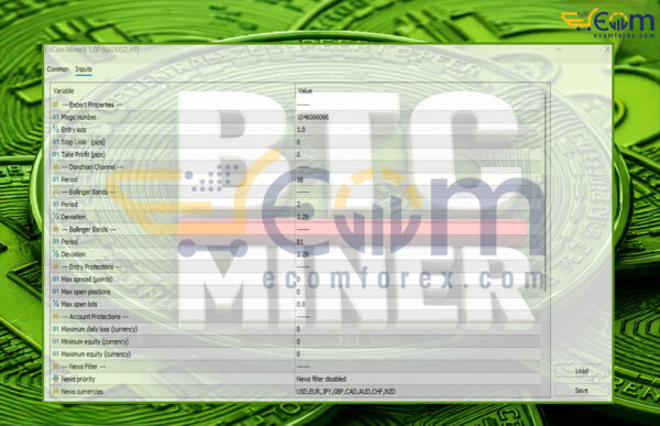 BitCoin MinerX EA MT5 Input