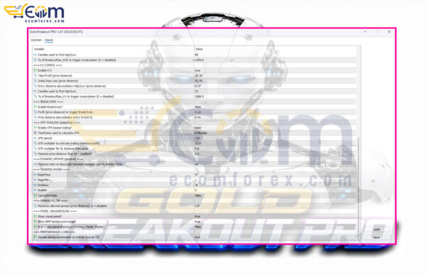 Gold Breakout PRO EA MT5 Inputs 2