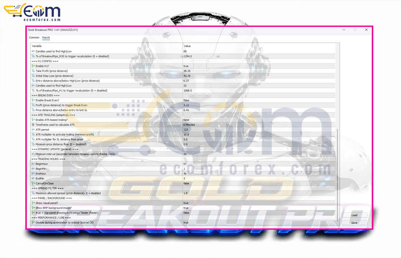 Gold Breakout PRO EA MT5 Inputs 2