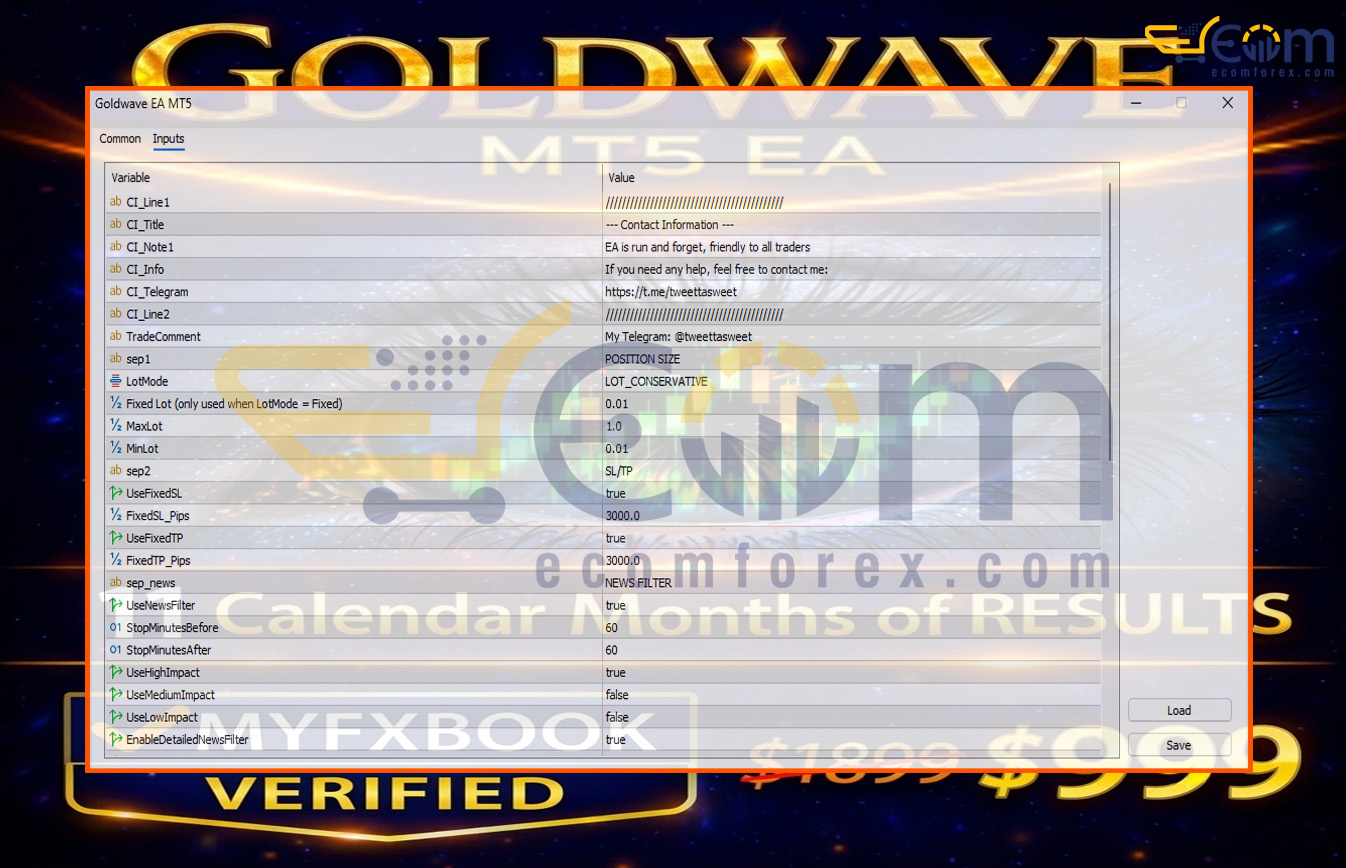 Goldwave EA MT5 Inputs 1