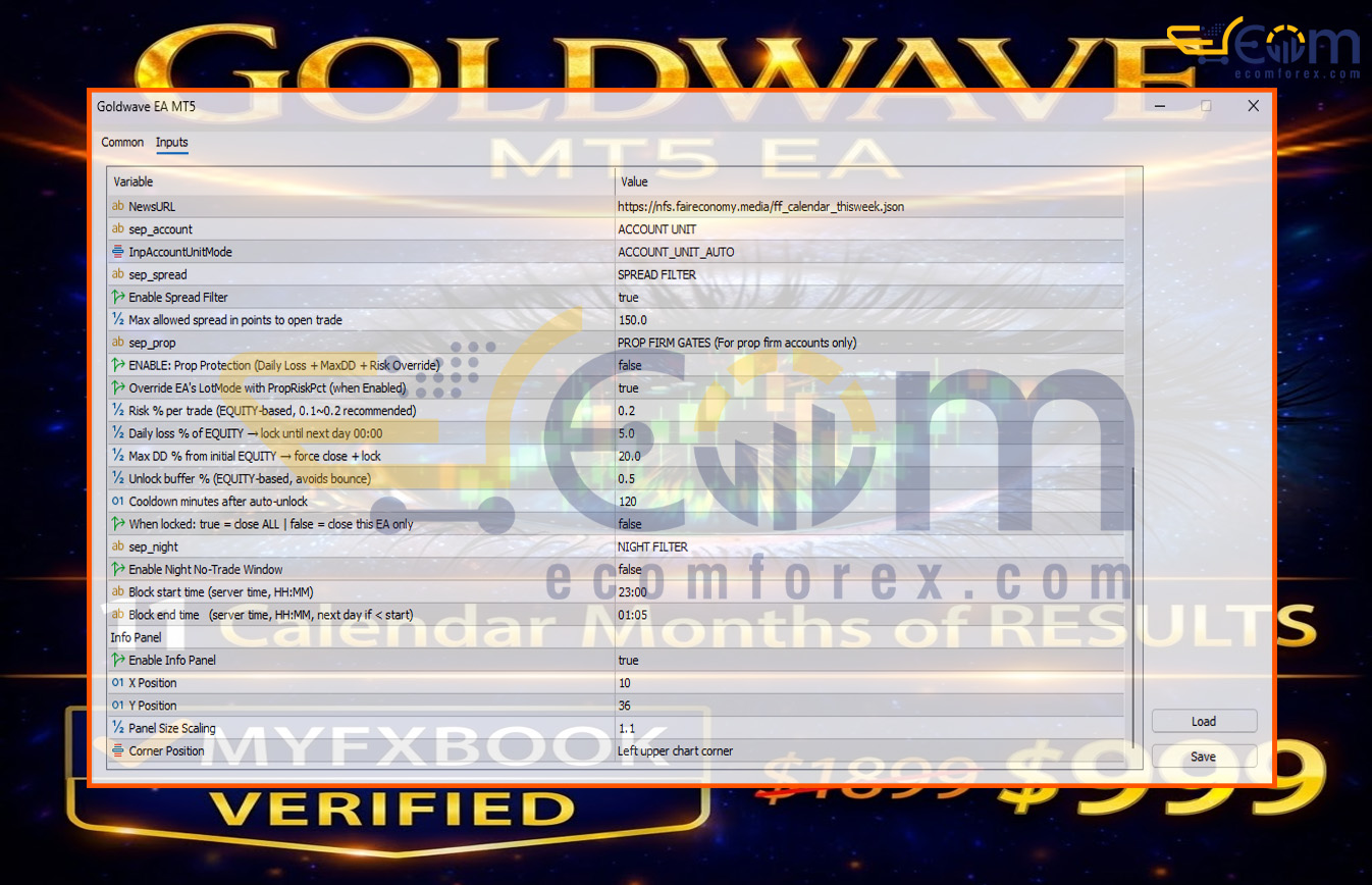 Goldwave EA MT5 Inputs 2