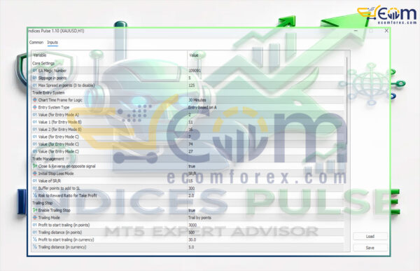 Indices Pulse EA MT5 Input