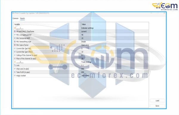 MA Price Crusader by Capitarc EA MT5 Input