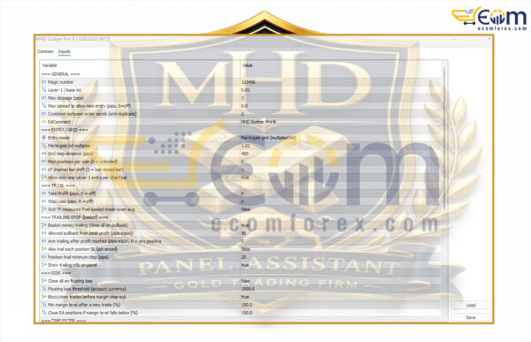 MHD Scalper Pro EA MT5 Input